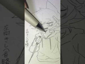 ウージーは初めて描いた　#イラスト #オリキャラ #アナログ ＃マーダードローンズ＃バストアップしか描けない